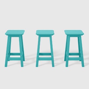 WestinTrends Malibu 24" All Weather Hdpe Outdoor Patio Square Backless Counter Stool (Set of 3) - 1 of 4