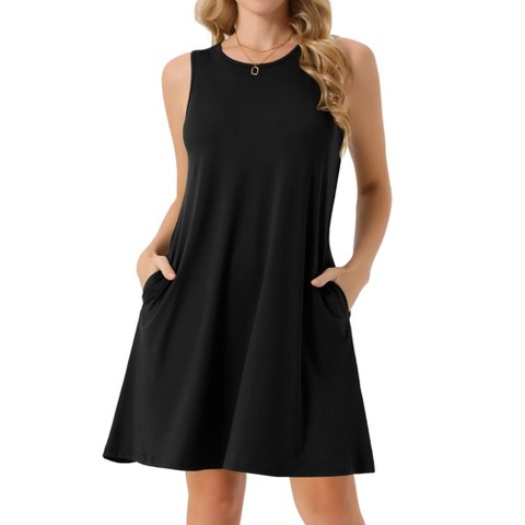 Женские футболки INSPIRE CHIC Women's Tie Dye Tank Beach Casual Sleeveless Loose T-shirt Sundress with Pockets Small Black