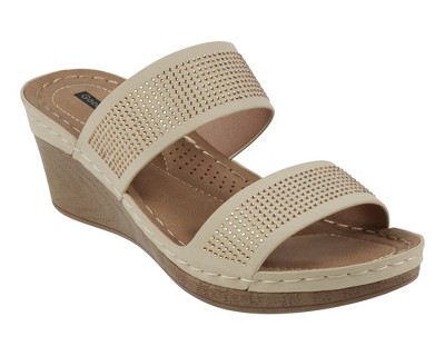 GC Shoes Madore Embellished Comfort Slide Wedge Sandals