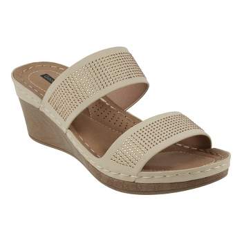 GC Shoes Madore Embellished Comfort Slide Wedge Sandals