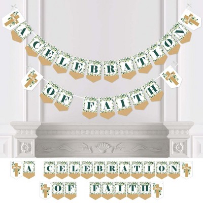 Big Dot of Happiness First Communion Elegant Cross - Religious Party Bunting Banner - Party Decorations - God Bless Your 1st Communion