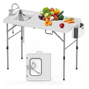 Portable Folding Fish Cleaning Table with Sink - Compact Camping & Outdoor Station with Faucet& Sprayer for Beach, Dock, Patio & Picnic - 1 of 4