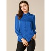 INSPIRE CHIC Women's Puff Long Sleeve Point Collar Vintage Button Work Satin Shirt - 3 of 4