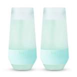 HOST Champagne Freeze Double-Walled Stemless Wine Glasses Freezer Cooling Cups with Active Cooling Gel - 9 Oz Plastic Tumblers, Seafoam Tint, Set of 2