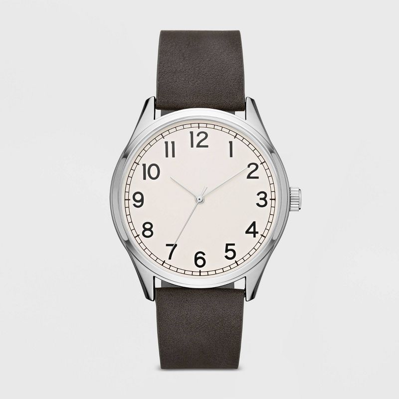 Men's Value Full Arabic Strap Watch - Goodfellow & Co&#8482; Gray, 1 of 2