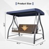 Aoodor 3-Seat Outdoor Rattan Patio Swing with Adjustable Dark Blue Canopy, Built-in Quick-Drying Foam Seat, Rattan Wicker, Rust-Resistant Iron Frame - 3 of 4