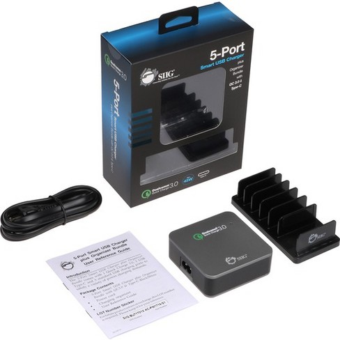 Siig 5-port Smart Usb Charger Plus Organizer Bundle With Qc3.0 & Type-c ...