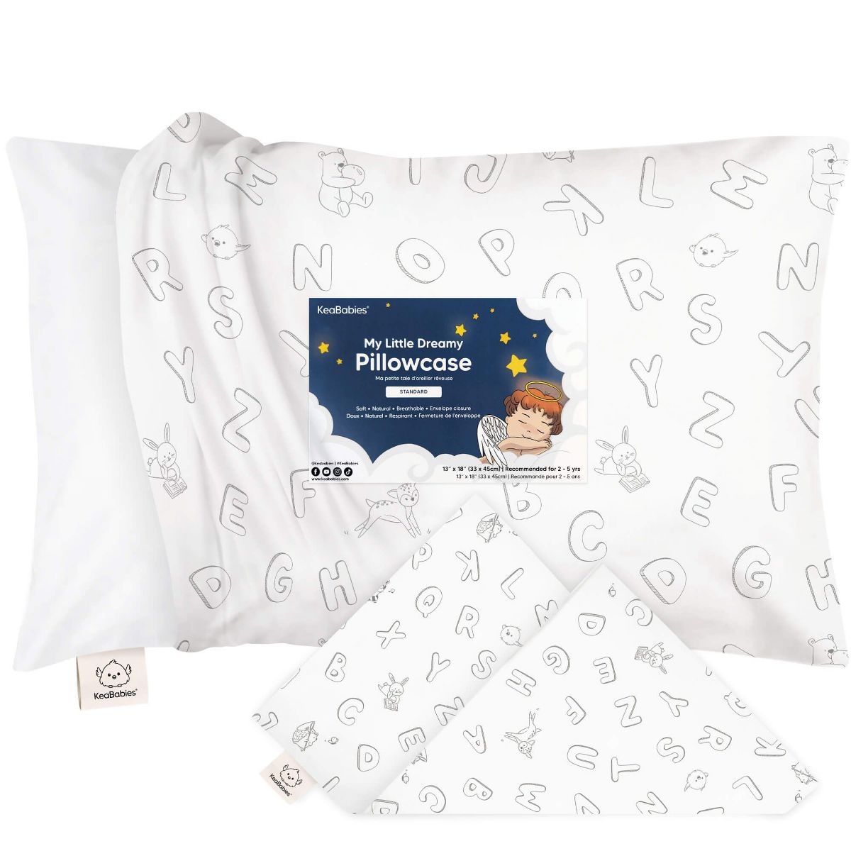 KeaBabies Toddler Pillowcase for 13X18 Pillow, Organic Toddler Pillow Case, Travel Pillow Case Cover