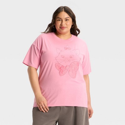 Women's Aristocats Marie Short Sleeve Graphic Oversized T-Shirt - Pink