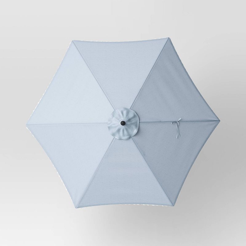 7.5&#39;x7.5&#39; Fringe Patio Market Umbrella Chambray - Black Pole - Threshold&#8482;, 5 of 8