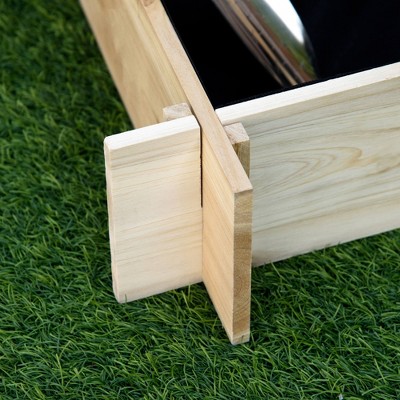 Natural Wood 3-Tier Raised Garden Bed with Draining Fabric