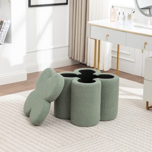 SEYNAR Modern Glam Teddy Velvet Flower Shape Storage Ottoman - 1 of 4