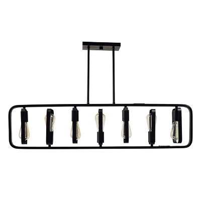 Perseus Matte Black 7-Light Rotating Island Chandelier