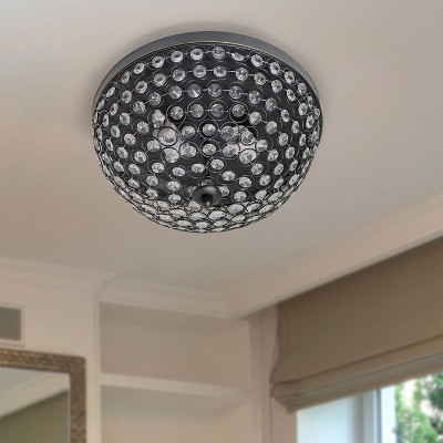 Elegant Elipse 15" Bronze Crystal Bowl Ceiling Flush Mount Light