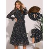 INSPIRE CHIC Women's Floral Mock Neck Long Sleeve Elastic Waist Flowy Midi Dress - 2 of 4