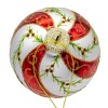 Kurt Adler 80MM Glass Red and White Holly Leaves 6-Piece Ball Ornament Set - 2 of 4