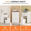Flip Top Vanity Desk with Glass Top and Upholstered Stool,White Makeup Table with Lighted Mirror for Bedroom–The Pop Home - 3 of 4