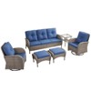 Outdoor 3-Seat Sofa Swivel Chair Table with Ottomans - 3 of 4
