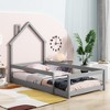 Dolonm Twin House-Shaped Floor Bed with Safety Rails - Wooden Low Profile Kids Bed, Easy Assembly - 3 of 4