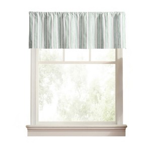 Ellis Curtain Saratoga Stripe 100% Cotton Tailored Rod Pocket Valance 50" x 16" Green - 1 of 4