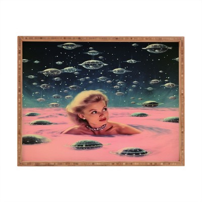 Samantha Hearn Pink Pool Vintage Collage Art Rectangular Tray - Deny Designs