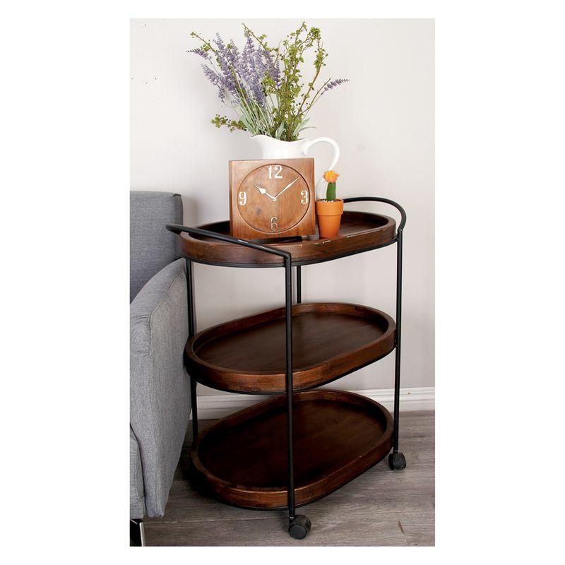Wood 3 Tier Oval Tray Cart Brown - Olivia & May, 6 of 18