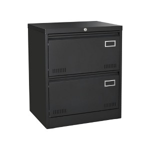 INFURNIC Decorative Storage Cabinet 2 Drawer Metal File Cabinet with Lock for Office Organization, Black, 30.9"*6.5"*27.9" - 1 of 4