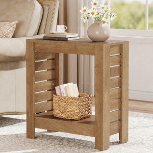 Tribesigns 2-Tier Narrow Side Table, End Table with Storage Shelf, Skinny Accent Nightstand for Living Room, Bedroom and Office - 1 of 4