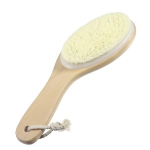 Unique Bargains Curved Handle Bath Brush for Shower 9.84" Length Beige 1 Pc - 1 of 4