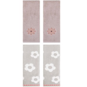 REGALWOVEN 4 Pcs Cute Floral Pattern Cotton Bathroom Soft Absorbent Hand Towel - 1 of 4