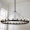 Dewdrop Farmhouse 48" Black 24-Light Wagon Wheel Round Wrought Iron Chandelier - 4 of 4