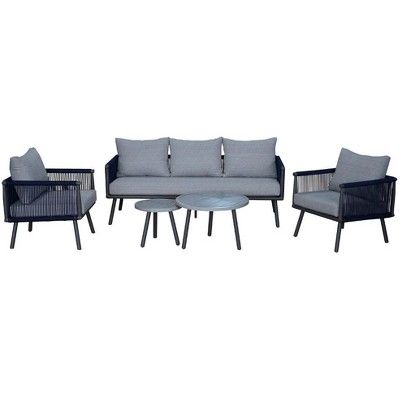 Courtyard Casual Spring Valley 5 pc Sofa Set One Sofa, Two Club Chairs, One Coffee Table & One End Table  frame with solution dyed Poly fabric
