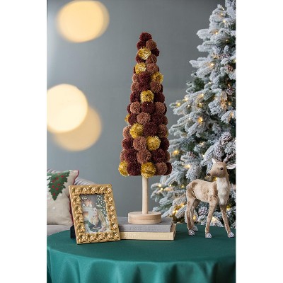 YOOCOZZ Unique Christmas Ornaments Decoration - Eye-catching DecorativeTall Plush Christmas Tree Table Decor, Coffee/Multicolored