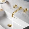 Munora Wall Mounted Bathroom Sink Faucet, Brushed Gold with 360° Swivel Spout and Cross Handles - 3 of 4