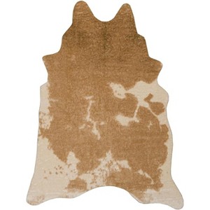 HomeStock Faux Cow Hide Caramel and Cream, Tufted and Printed, Transitional - 1 of 4