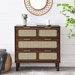NicBex 3 Drawer Dresser Modern Rattan Chests of Drawers with Wide rawers and Metal Handles Dresser Cabinet for Living Room, Hallway, Entrance - 1 of 4