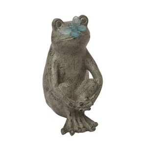 Transpac Resin 15.25" Gray Spring Frog and Buttefly Sitting Decor - 1 of 2