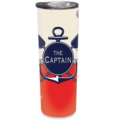 Elanze Designs The Captain Red Anchor 20 ounce Stainless Steel Travel Tumbler