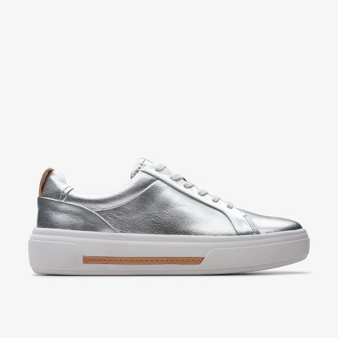 Женские кроссовки Clarks Womens Hollyhock Walk Silver Leather Sneakers 7.5 Medium