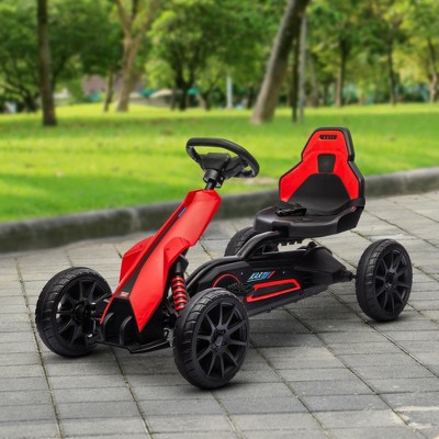 Red and Black Kids Pedal Go Kart with Adjustable Seat