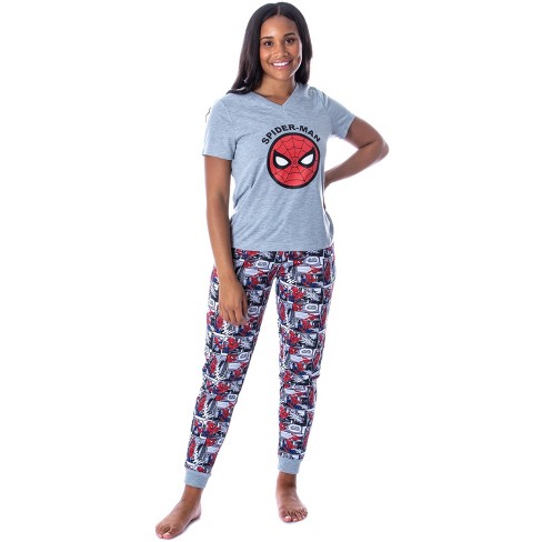 Marvel Womens' Spider-man Comic Book 2 Piece Jogger Pajama Set