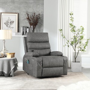 Power Lift Recliner Chair with Massage and Heating for Living Room, Upholstered and Cup Holder Design -3irtyhousy - 1 of 4