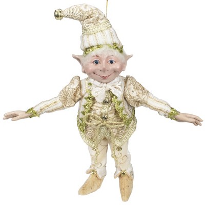 Northlight 13" Royal Gold and Beige Chubby Christmas Bendable Table Top Elf