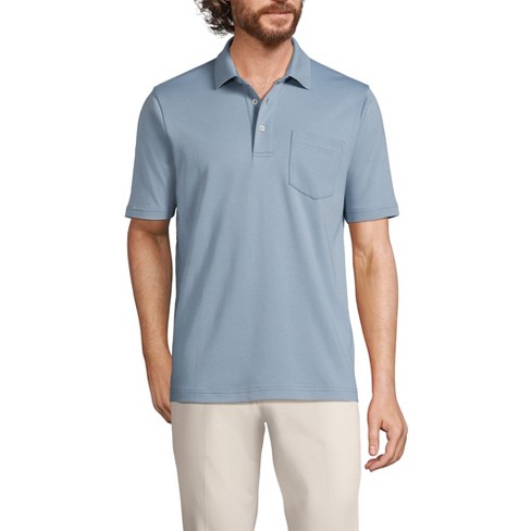 Lands End Men s Short Sleeve Cotton Supima Polo Shirt With Pocket Medium Pale Slate Blue Target