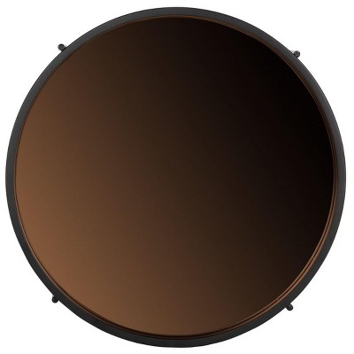 20" Transitional Round Tray Top Accent Table in Black and Rose Gold