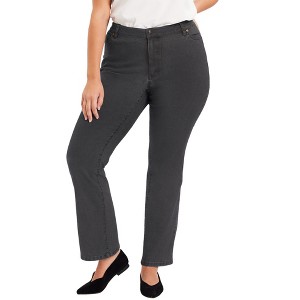 June + Vie by Roaman's Women's Plus Size Curvie Fit Bootcut Jeans - 1 of 4