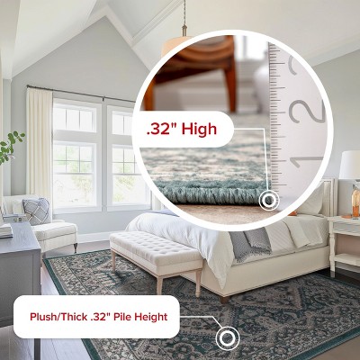 Becca Blue and Beige Synthetic Rectangular Area Rug