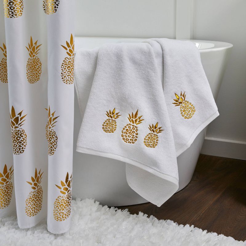 2pk Gilded Pineapple Hand Towel Set White - SKL Home, 5 of 7