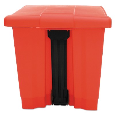 Red 8-Gallon Plastic Step-On Trash Can