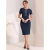 Allegra K Women's Work Business Round Neck Tweed Trim Short Sleeve Sheath Dress - 4 of 4